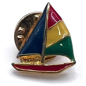 Dotty Smith Sailboat Lapel Pin Enamel Nautical Mini Brooch 1/2"